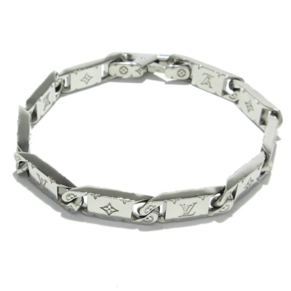100% Authentic LOUIS VUITTON Monogram Tied Up Silver Bracelet